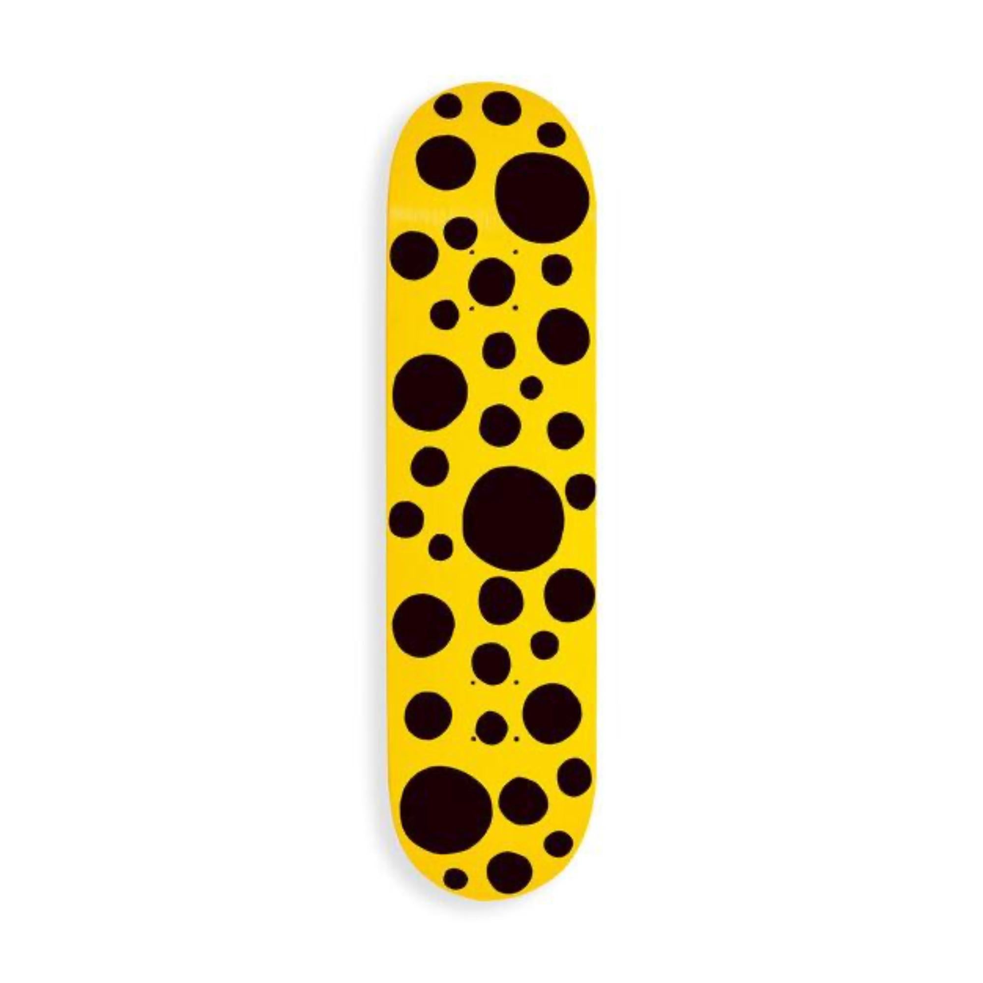 Yayoi Kusama Still-Life Sculpture - Big Black Dots Skateboard (Yellow & Black)