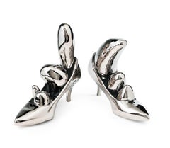 High Heels Silver. Ceramic Sculptures (2) by Yayoi Kusama. Limited Edition of 30