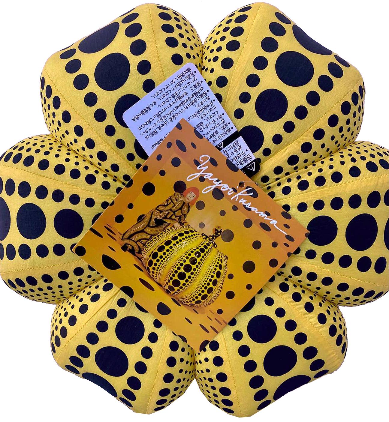 Yayoi Kusama Yellow & Black Pumpkin (plush):
An iconic, vibrantly colored pop art piece - this Kusama plush pumpkin features the universal polka dot patterns and bold colors for which the artist is perhaps best known. Kusama first used the pumpkin