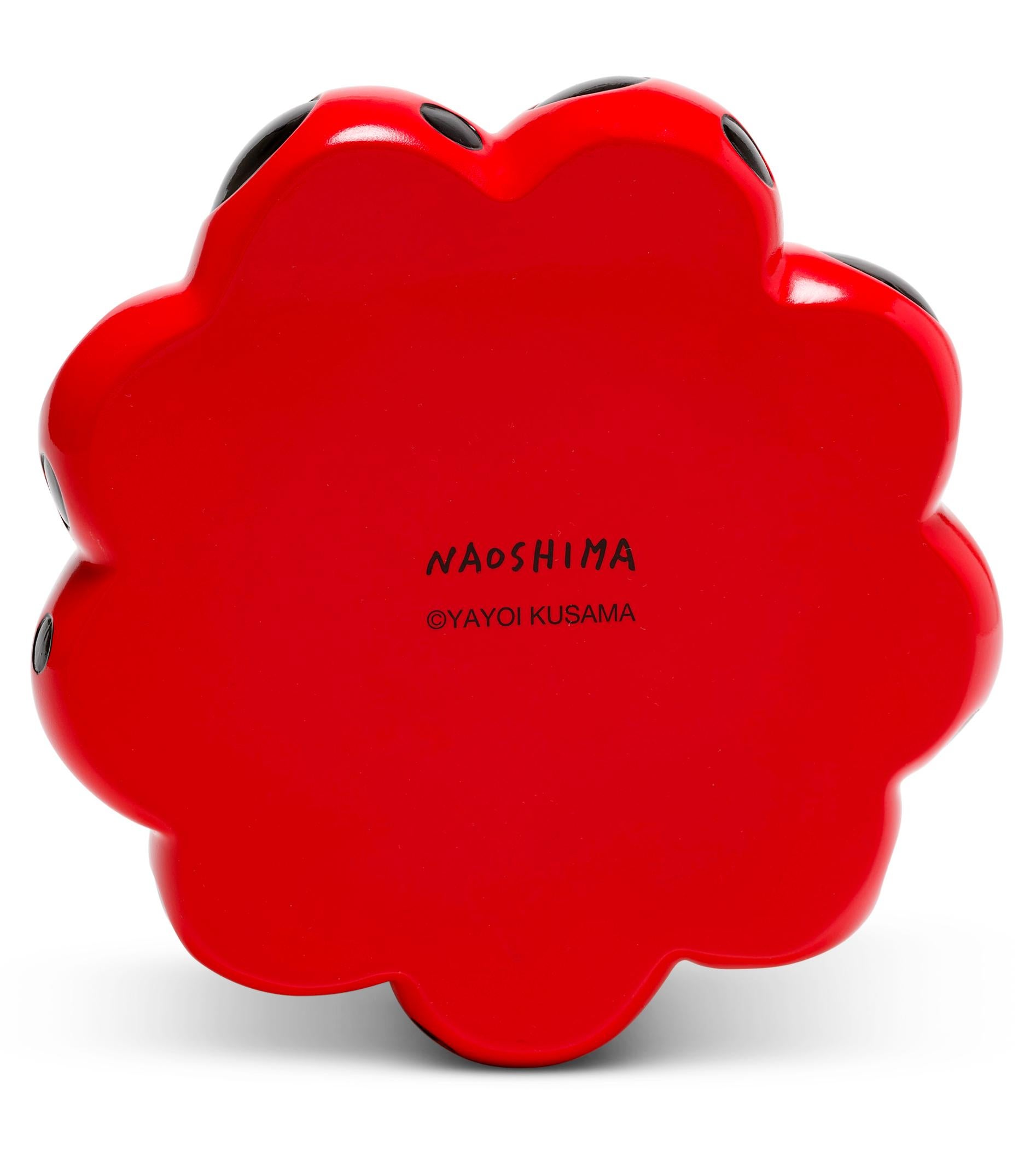 Yayoi Kusama Red & Black Pumpkin 2019:
An iconic, vibrantly colored pop art piece - this rare, sought-after red Kusama pumpkin sculpture features the universal polka dot patterns and bold colors for which the artist is perhaps best known. Kusama