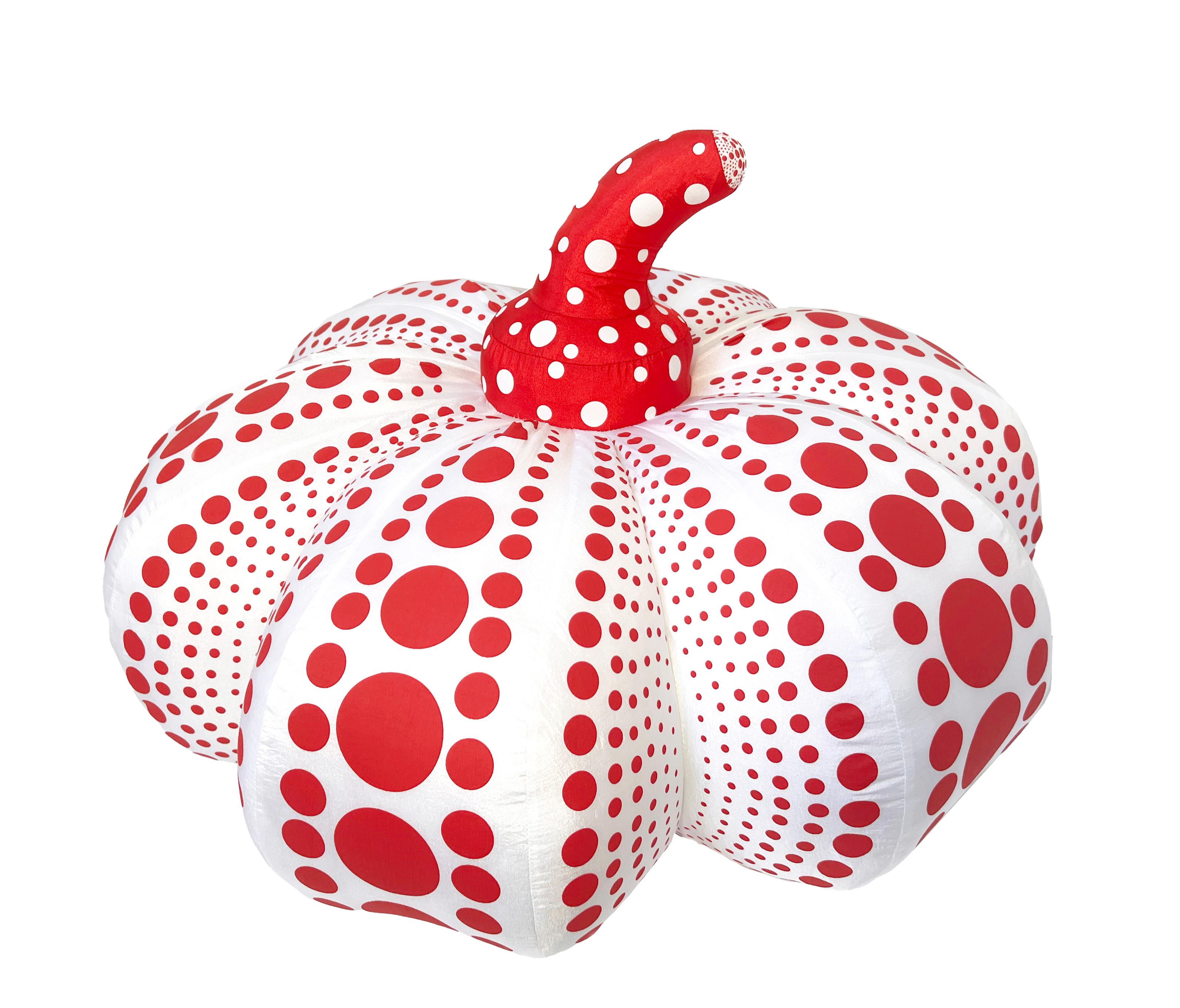 Yayoi Kusama Pumpkins (set of 2 large plush pumpkins):
An iconic, vibrantly colored pop art set - these large Kusama plush (soft) pumpkins feature the universal polka dot patterns and bold colors for which the artist is perhaps best known. Kusama
