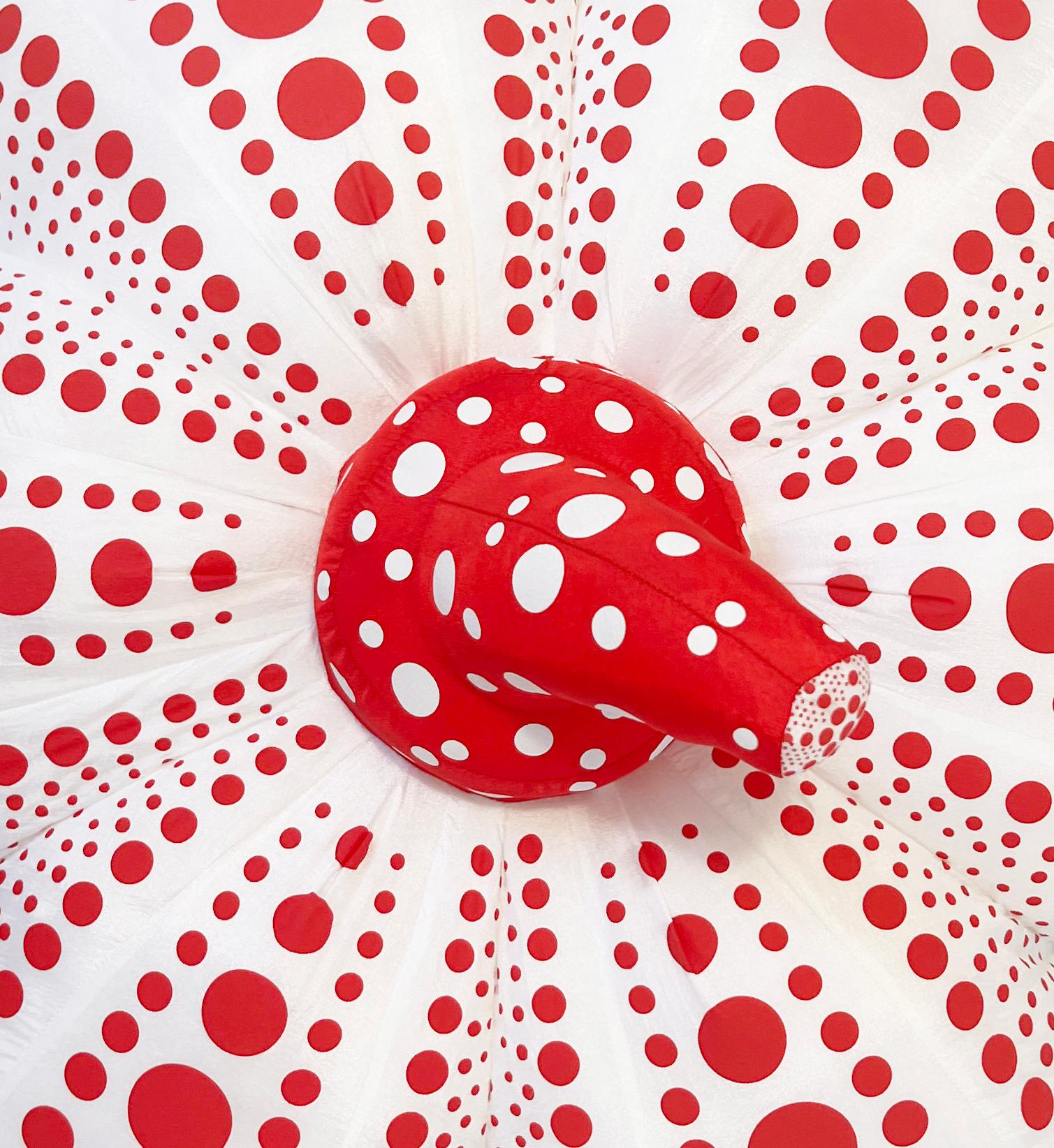 Yayoi Kusama Pumpkins (set of 2 large plush pumpkins):
An iconic, vibrantly colored pop art set - these large Kusama plush pumpkins feature the universal polka dot patterns and bold colors for which the artist is perhaps best known. Kusama first
