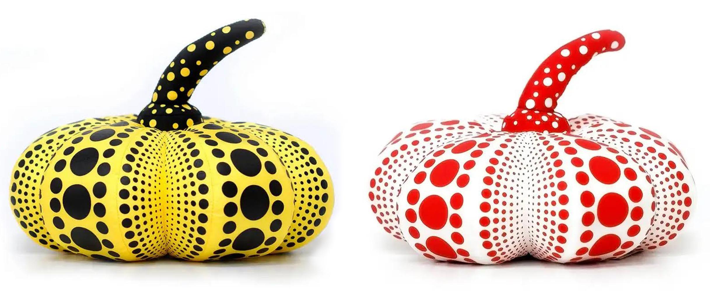 Calabazas Kusama (peluche): lote de 2 (calabaza Kusama amarilla y negra)