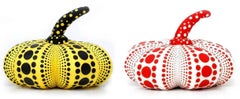 Calabazas Kusama (peluche): lote de 2 (calabaza Kusama amarilla y negra)