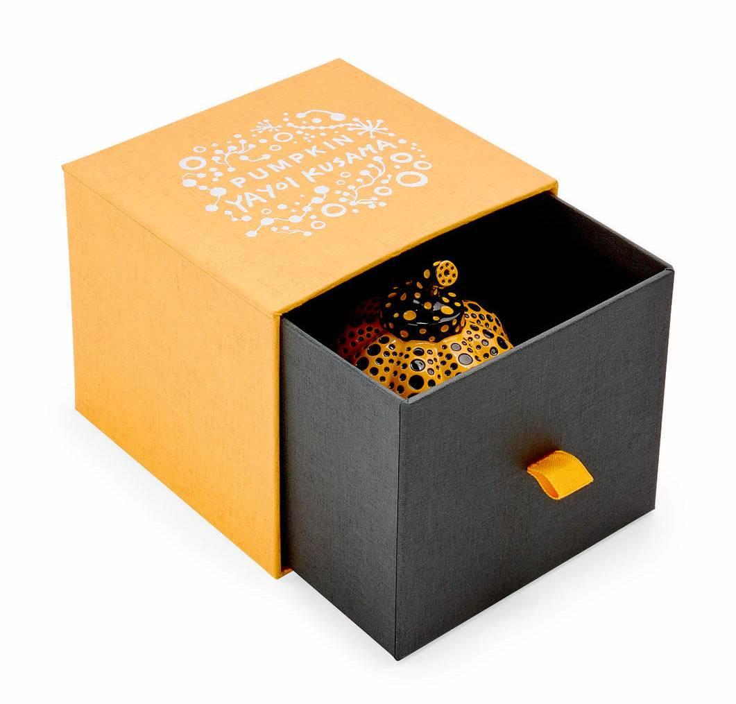 Yayoi Kusama Set of 5 Pumpkins: 
An iconic, vibrantly colored pop art set - these small Kusama pumpkin figures feature the universal polka dot patterns and bold colors for which the artist is perhaps best known. Kusama first used the pumpkin at the