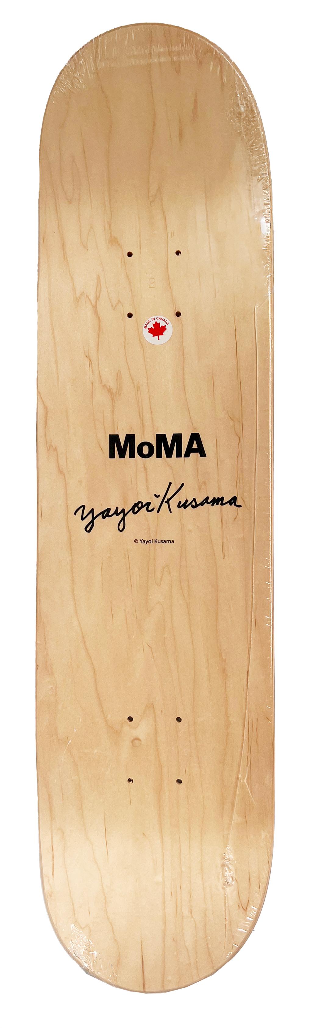 Yayoi Kusama MoMa Skateboard Deck:
This Kusama skateboard deck features Kusama's Dots Obsession imagery and makes for standout Kusama wall art that hangs with ease. Published by MoMa New York. The work is completely sold out/out of print.

Medium: