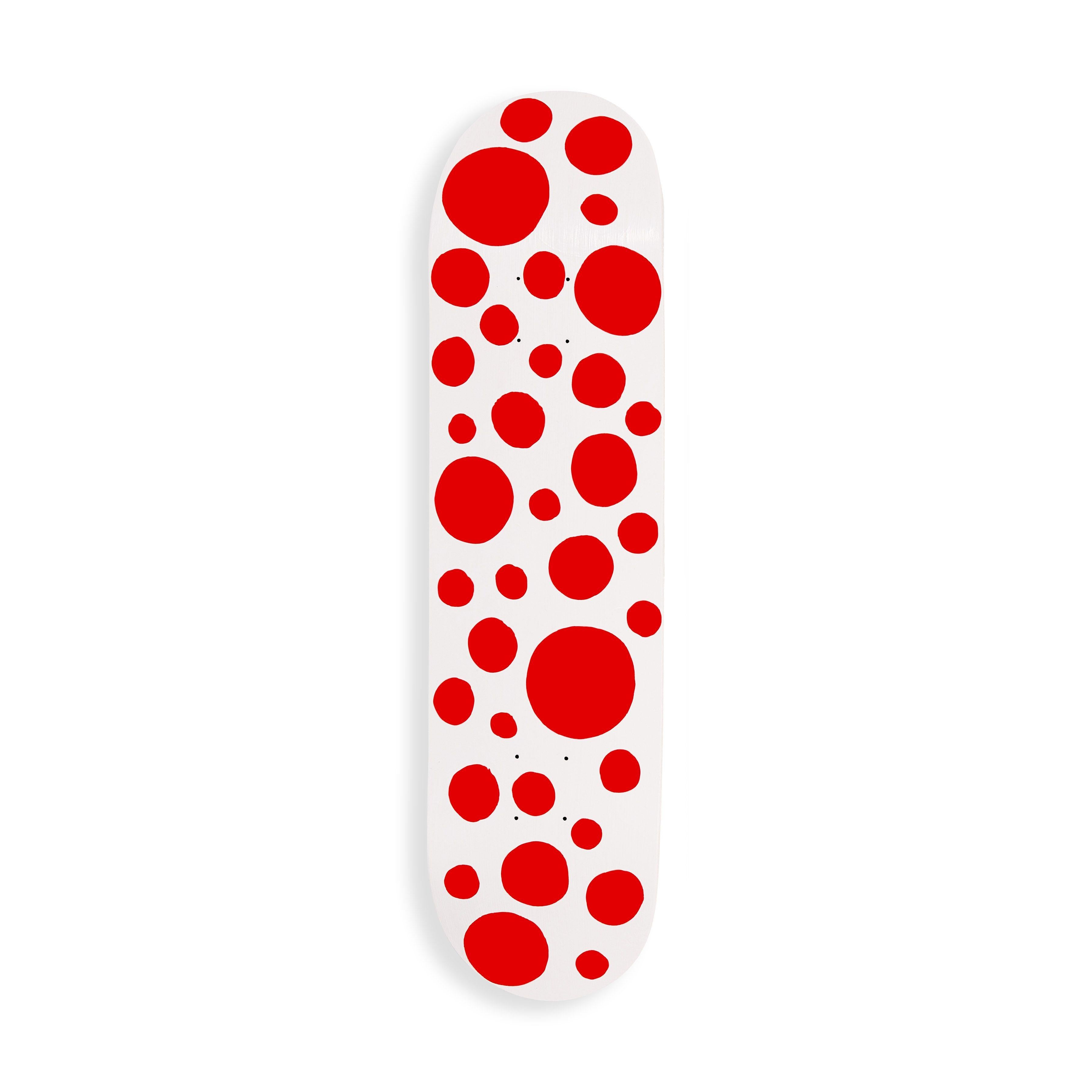 Yayoi Kusama MoMa Skateboard Deck:
This Kusama skateboard deck features Kusama's Dots Obsession imagery and makes for standout Kusama wall art that hangs with ease. Published by MoMa New York. The work is completely sold out/out of print.

Medium: