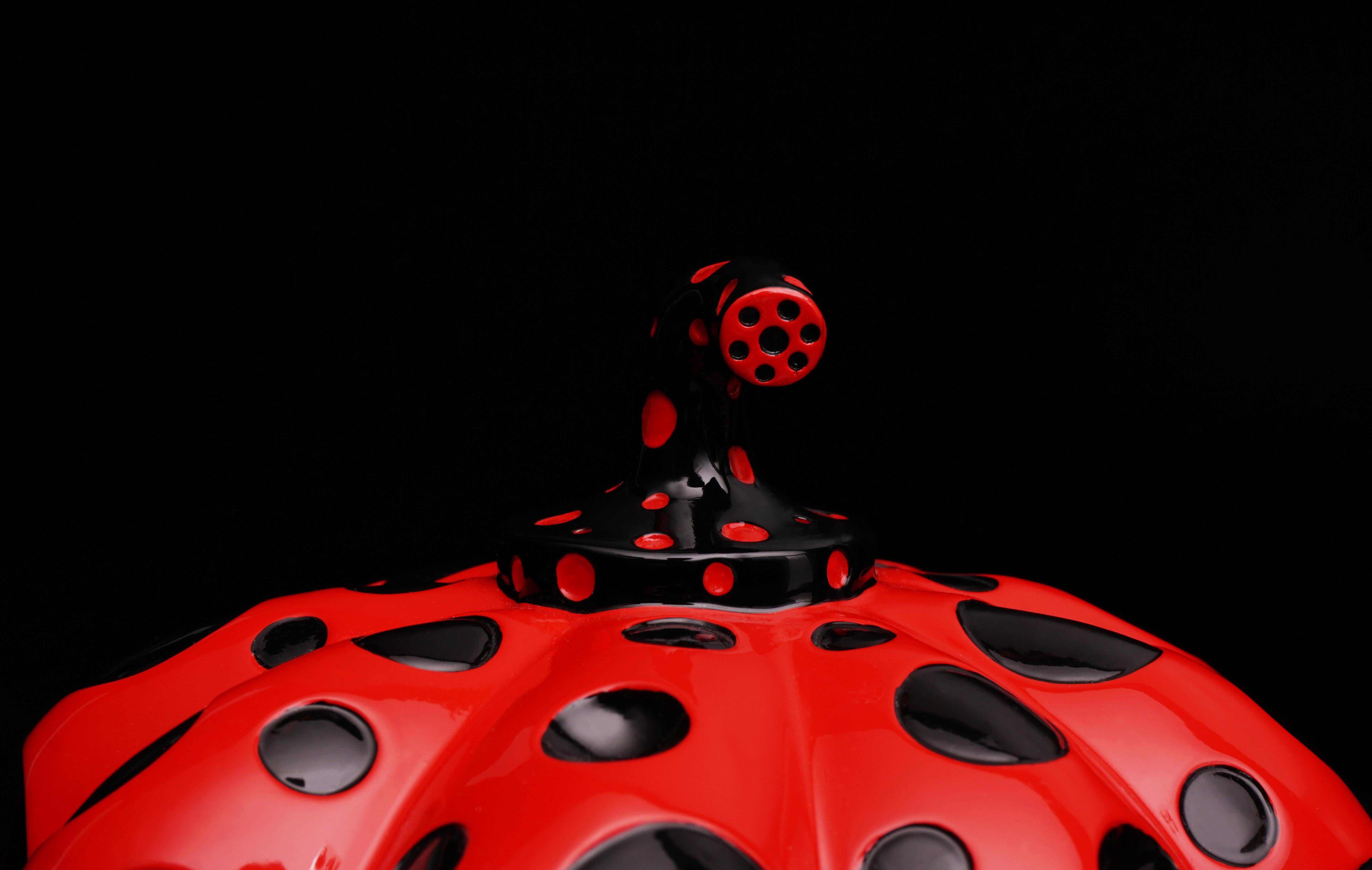 'Naoshima’ Resin Pop Art Pumpkin Sculpture, 2019 - Black Abstract Sculpture by Yayoi Kusama