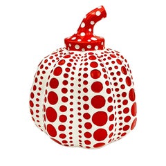 Sac à main rouge et blanc, sculpture en résine moulée peinte, Yayoi Kusama