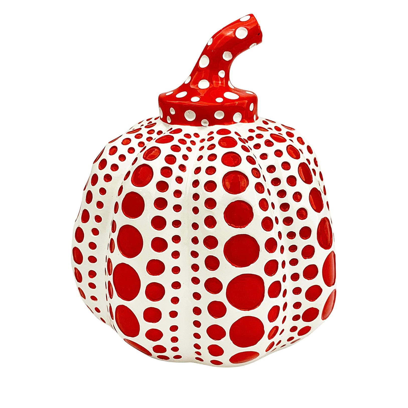 Pumpkins (Yellow & Black & Red & White) Two Painted Sculptures Yayoi Kusama For Sale 1