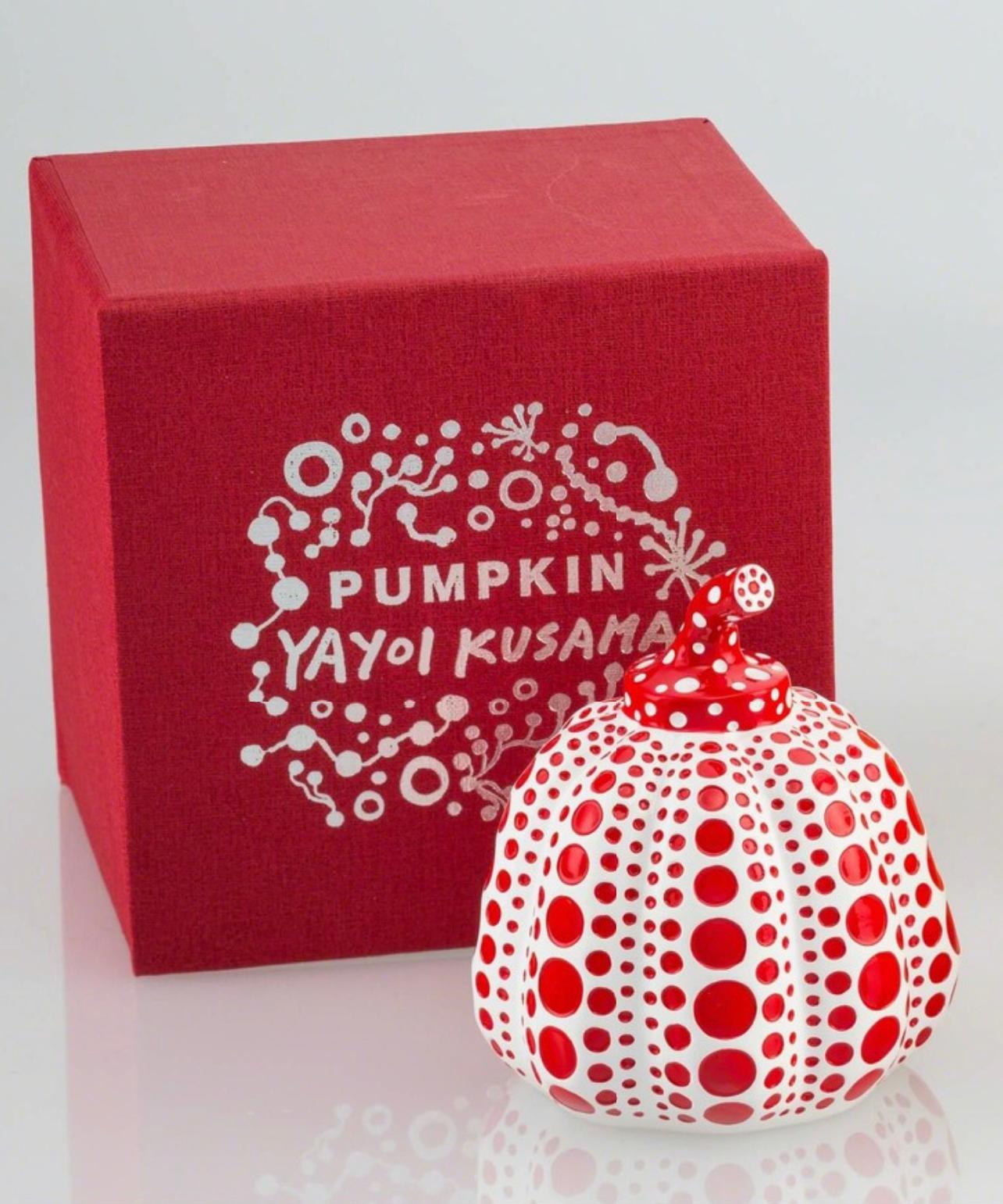 Pumpkins (Yellow & Black & Red & White) Two Painted Sculptures Yayoi Kusama 1