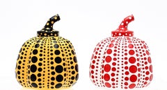 Pumpkins (Yellow & Black & Red & White) Two Painted Sculptures Yayoi Kusama