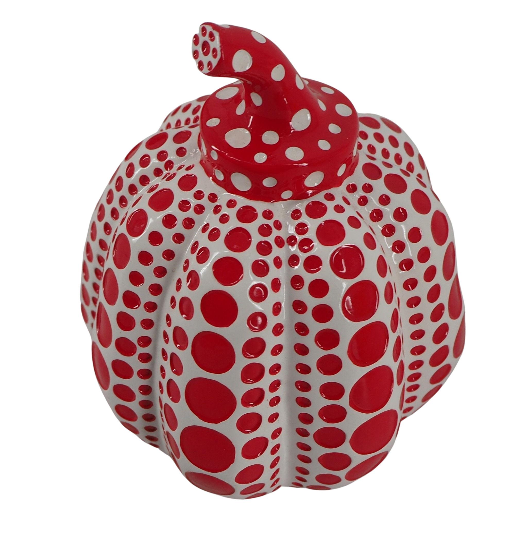 Red Pumpkin (Dot Obsession Red) - Original sculpture with original case - Sculpture by Yayoi Kusama
