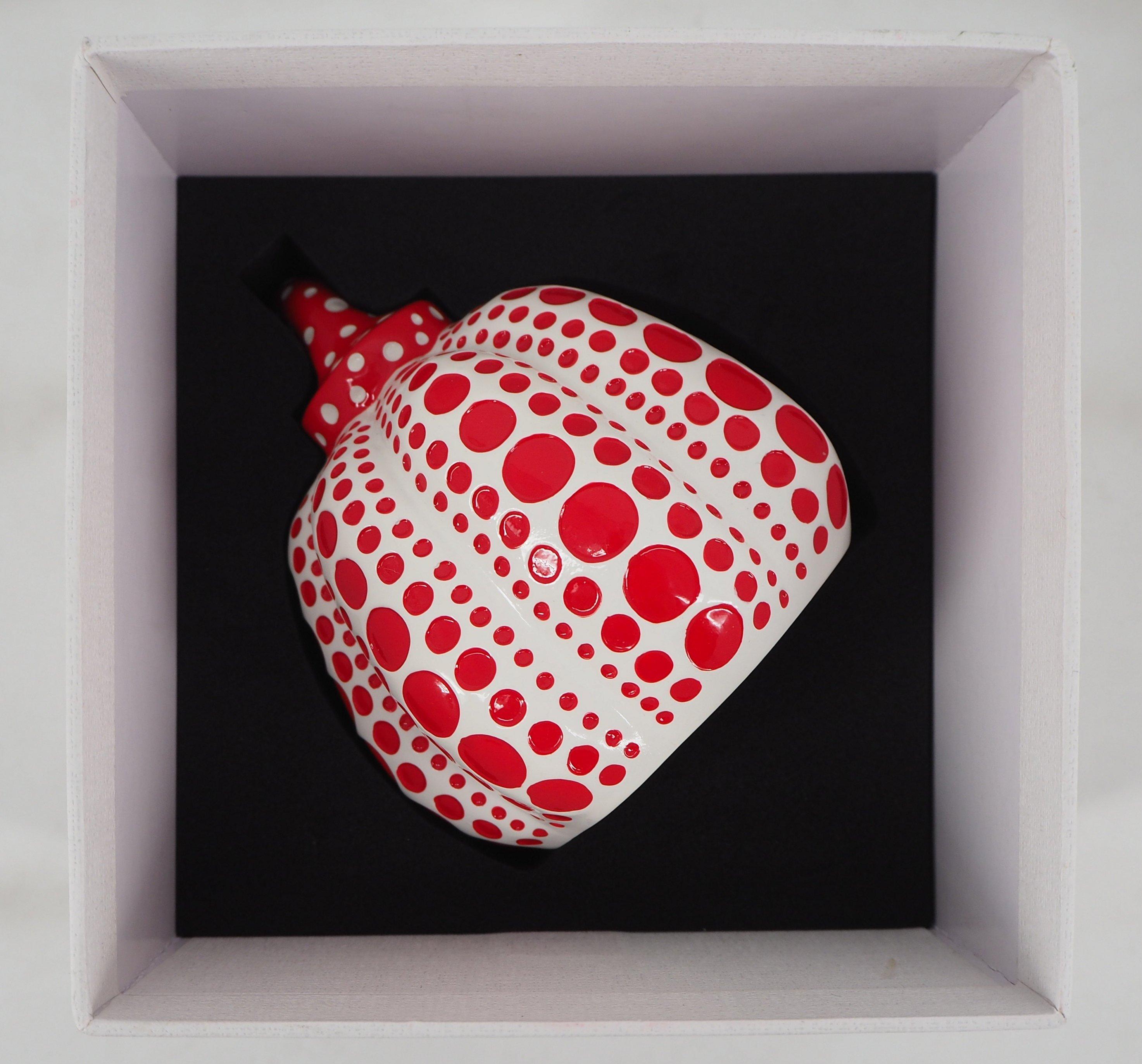 Red Pumpkin (Dot Obsession Red) - Original sculpture with original case - Sculpture by Yayoi Kusama