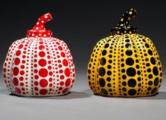Red/White & Yellow/Black Pumpkins (two sculptures)