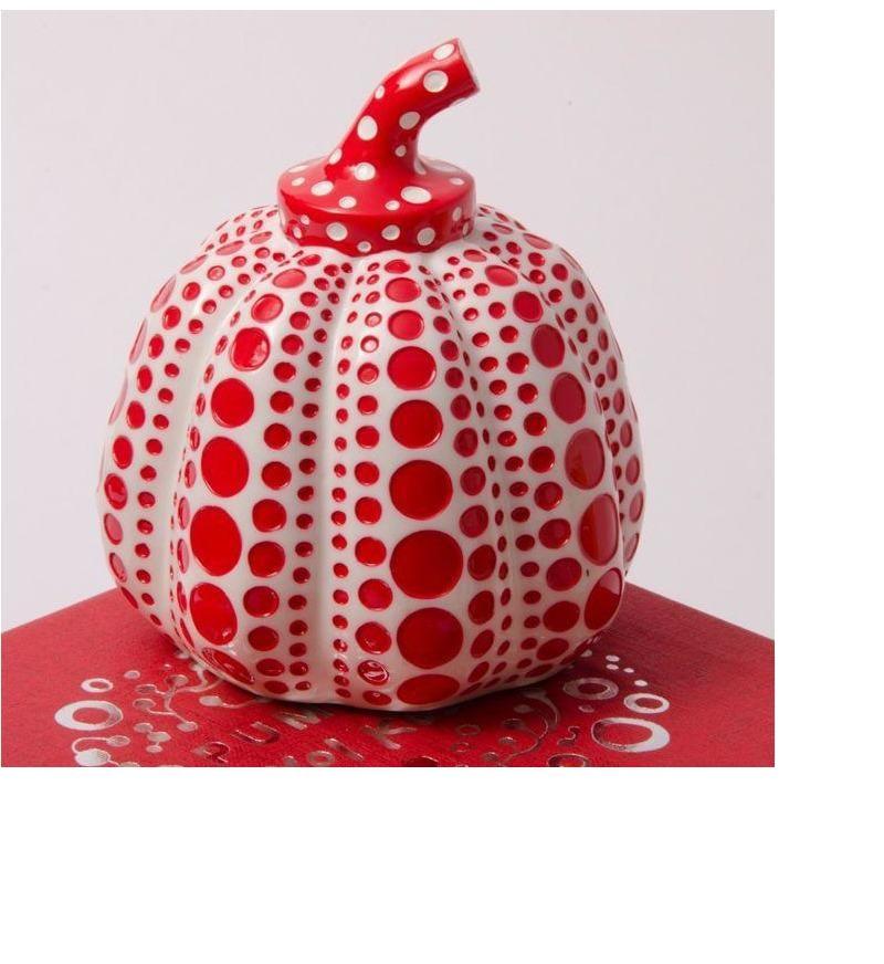 yayoi kusama pumpkin cast resin figure red