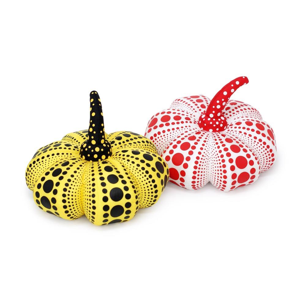 Yayoi Kusama
Large Set of 2 Pumpkin Plush Yellow and Black & Red and White, 2004
Polyester, Nylon
6 × 9 9/20 × 9 9/20 in  15.2 × 24 × 24 cm (each)
