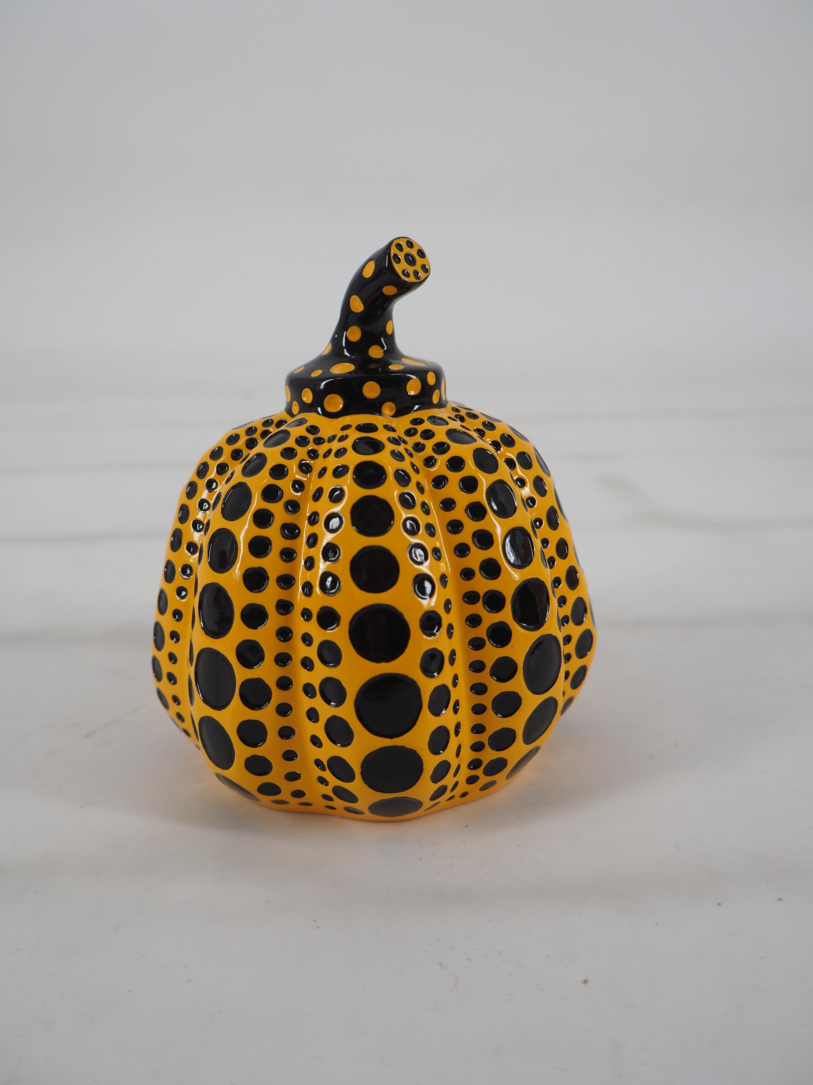 Yellow Pumpkin (Dot Obsession) - Original sculpture with original case For Sale 6