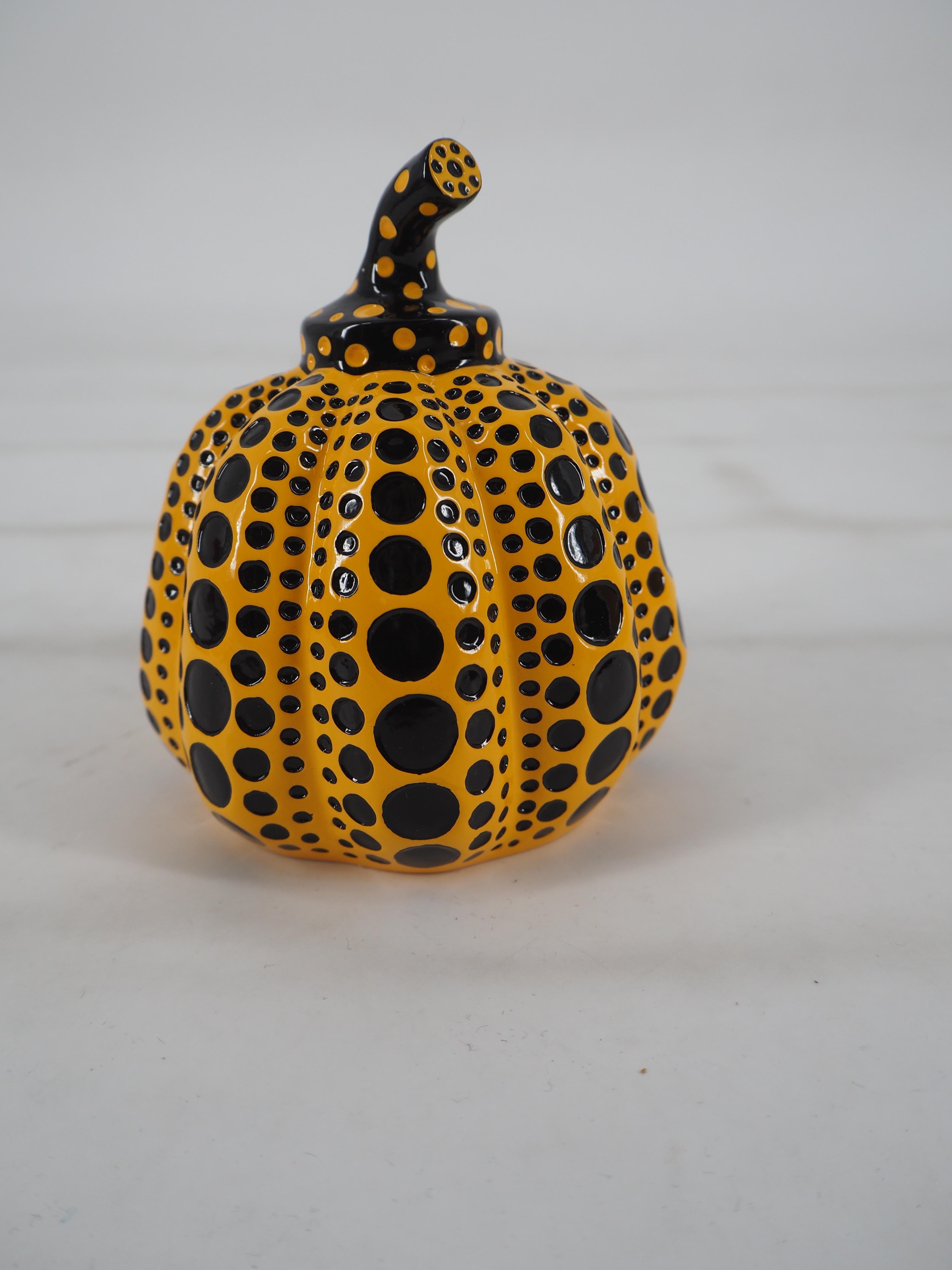 Yellow Pumpkin (Dot Obsession) - Original sculpture with original case For Sale 5