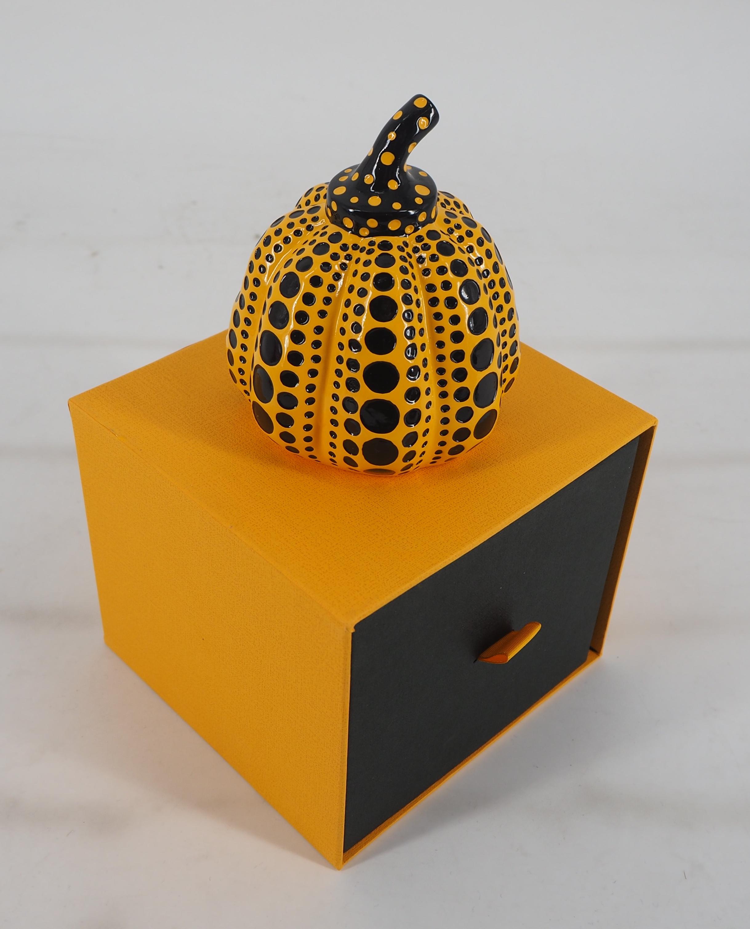 Yayoi Kusama Figurative Sculpture - Yellow Pumpkin (Dot Obsession) - Original sculpture with original case