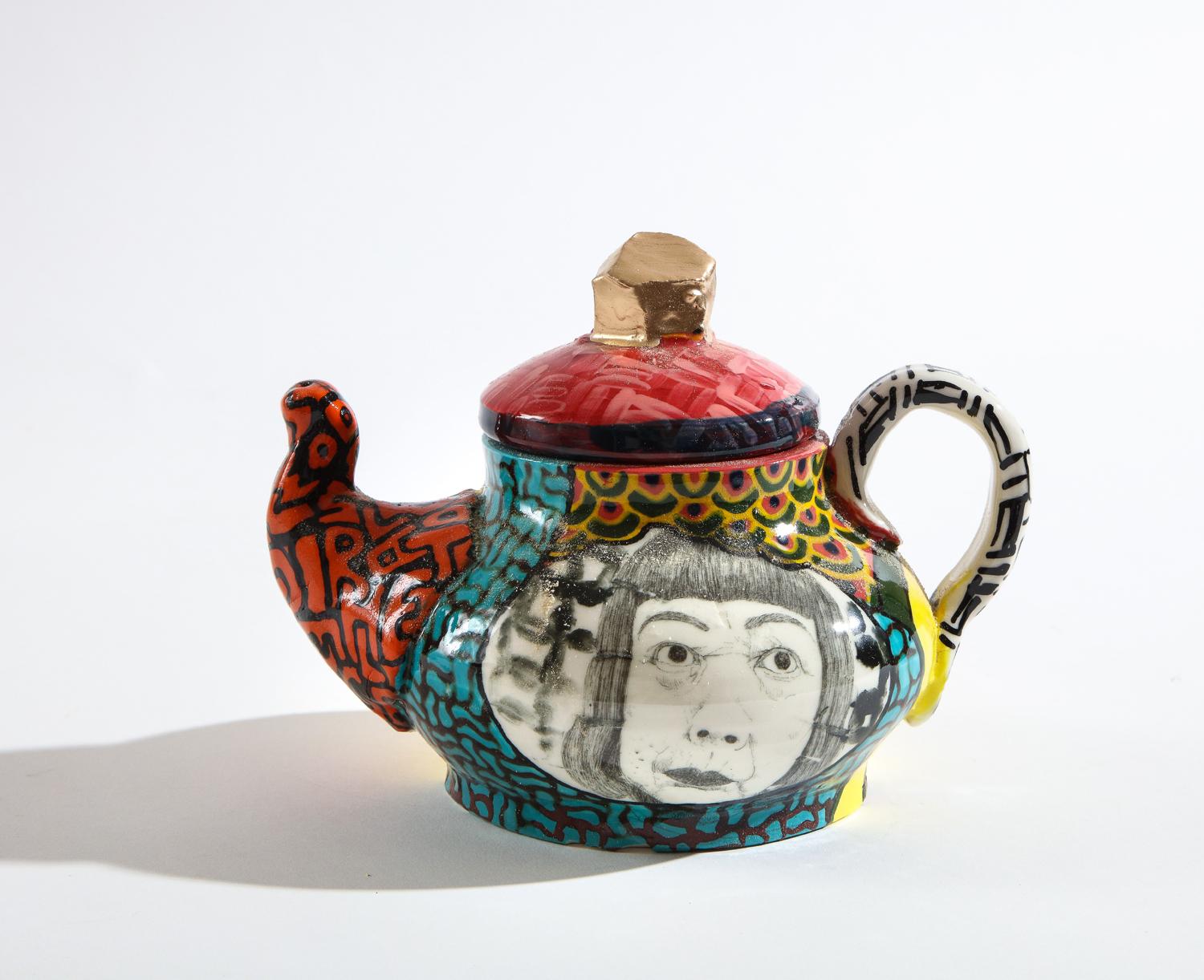 Yayoi Kusama Teapot and Box Set in Glazed Porcelain by Roberto Lugo In New Condition In Philadelphia, PA