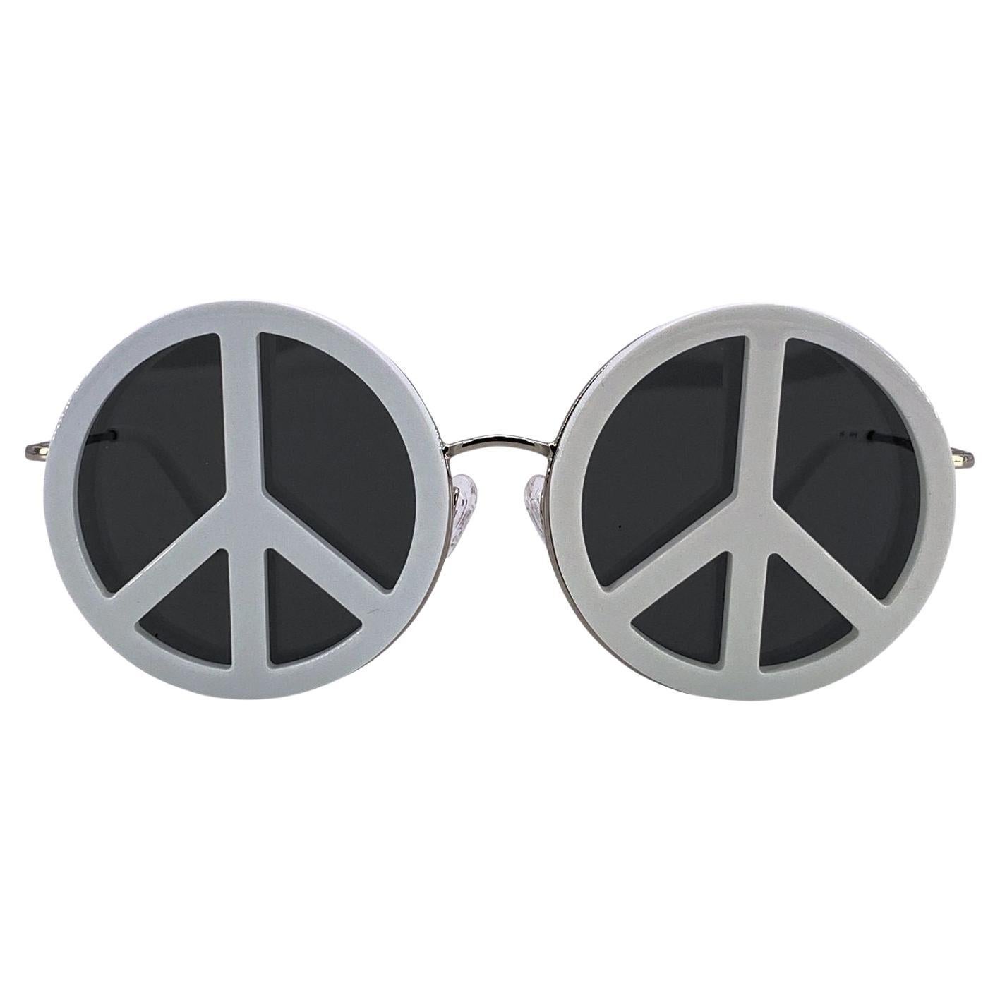 Yazbukey x Linda Farrow Occhiali da sole tondi bianchi per la pace Yaz/8/1 145 mm in vendita