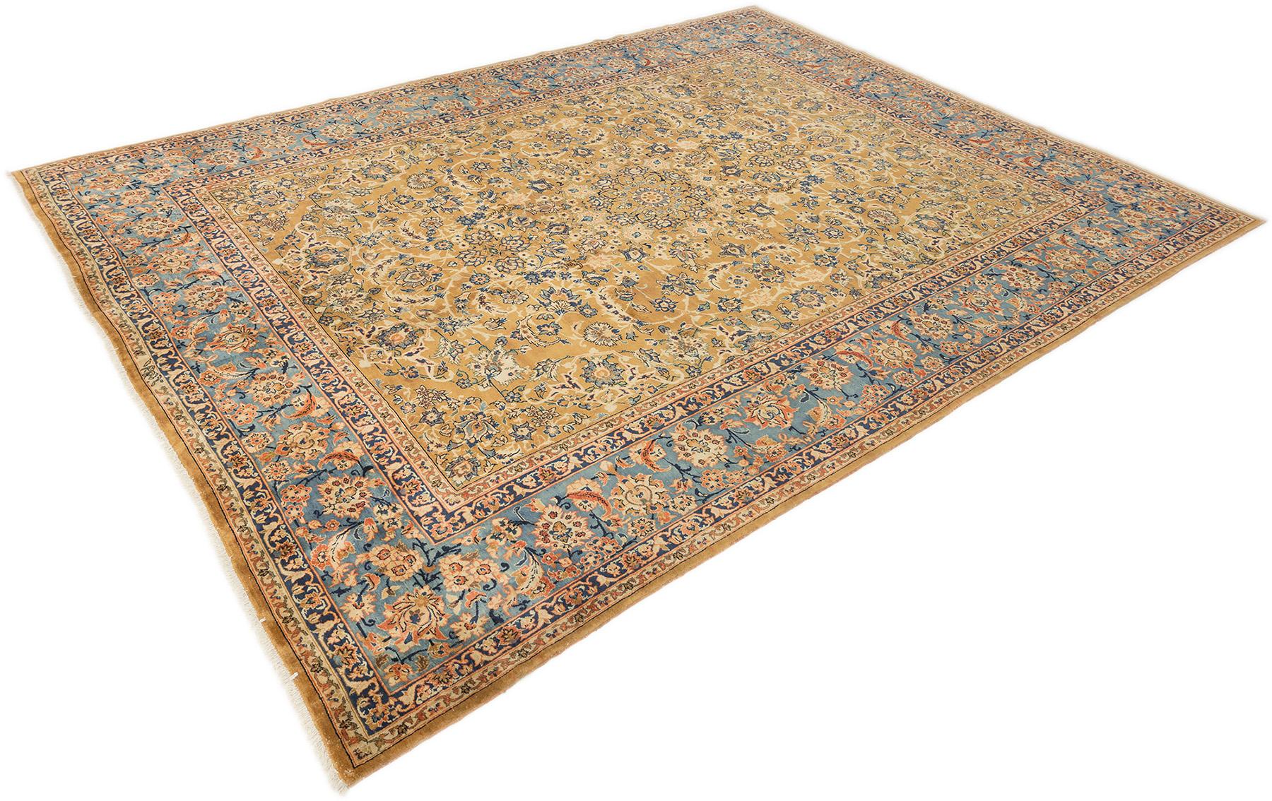 Persian Yazd (golden field, sky-blue border, 12'11