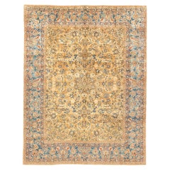 Yazd (golden field, sky-blue border, 12'11" × 10'1")