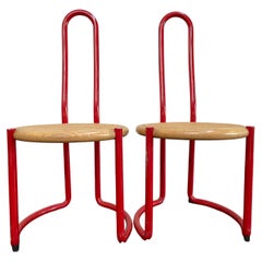 Ycami Red Italian Metal and Cain Dining Chairs 'Set of 4'