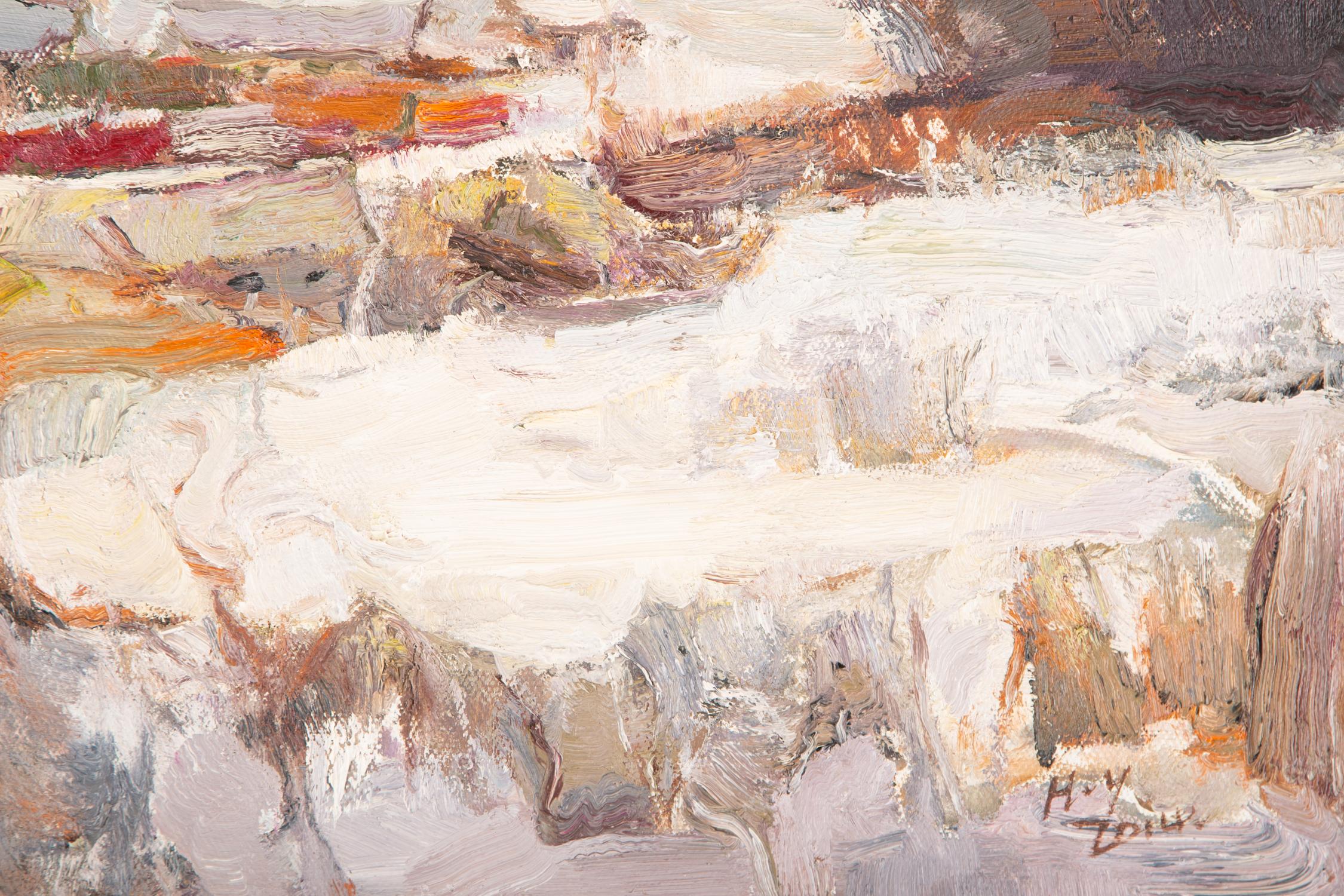Abstraktes Original-Ölgemälde auf Leinwand „Winter 3“ von Ye Huang im Angebot 2