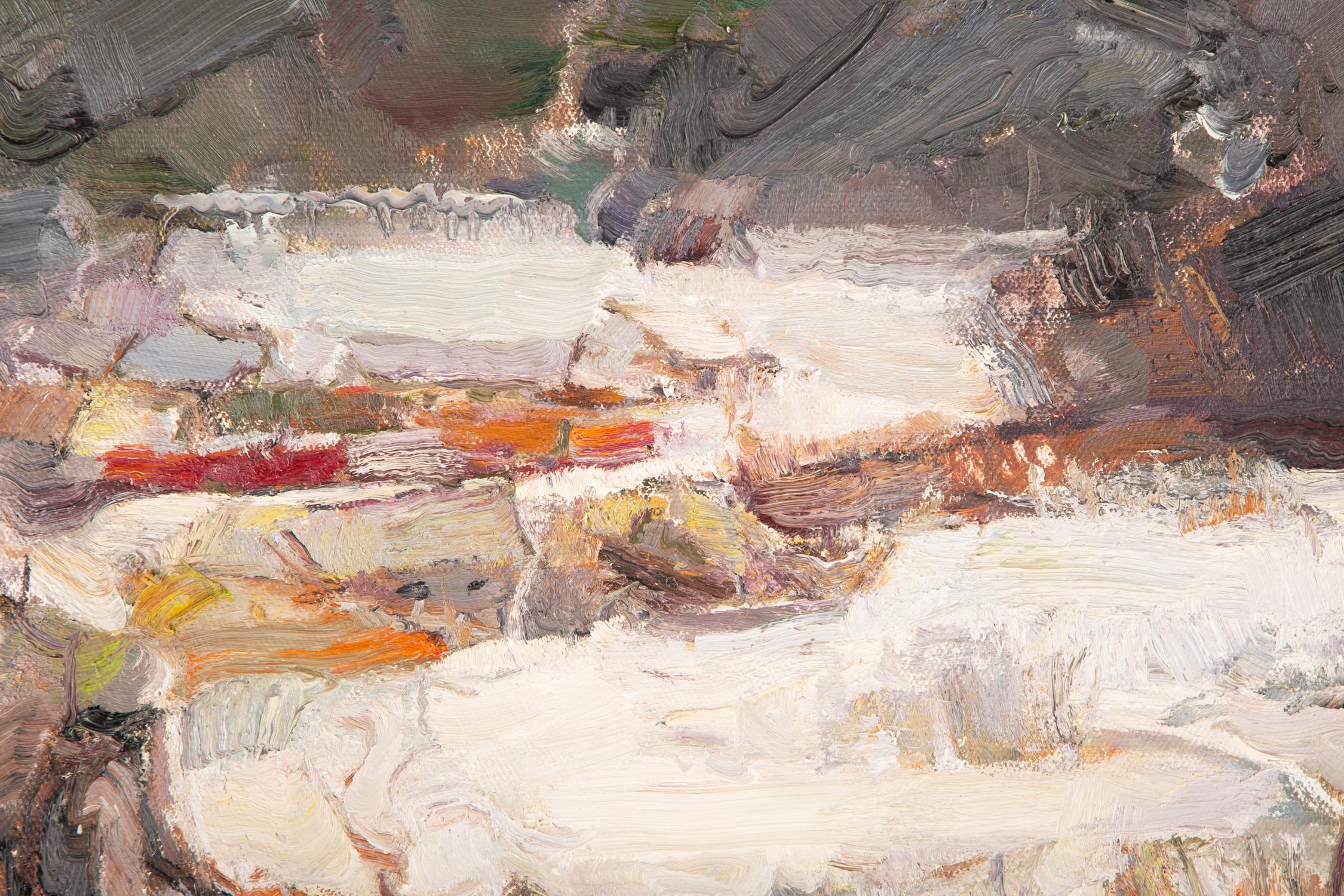 Abstraktes Original-Ölgemälde auf Leinwand „Winter 3“ von Ye Huang im Angebot 3