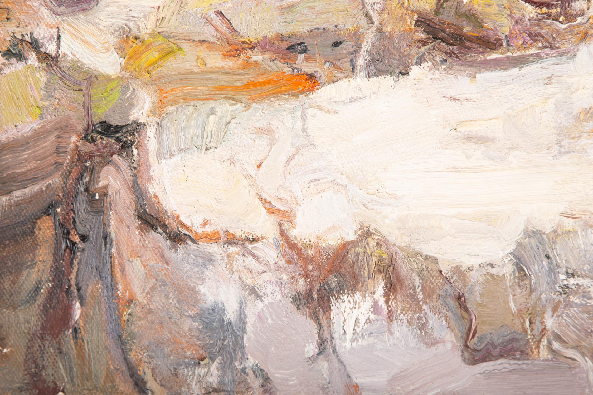 Abstraktes Original-Ölgemälde auf Leinwand „Winter 3“ von Ye Huang im Angebot 5