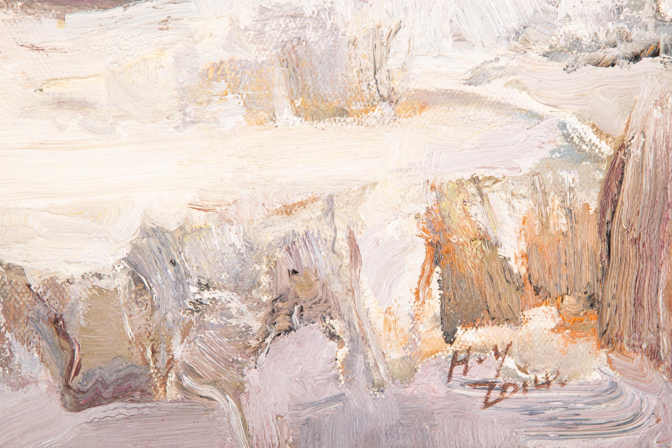 Abstraktes Original-Ölgemälde auf Leinwand „Winter 3“ von Ye Huang im Angebot 6