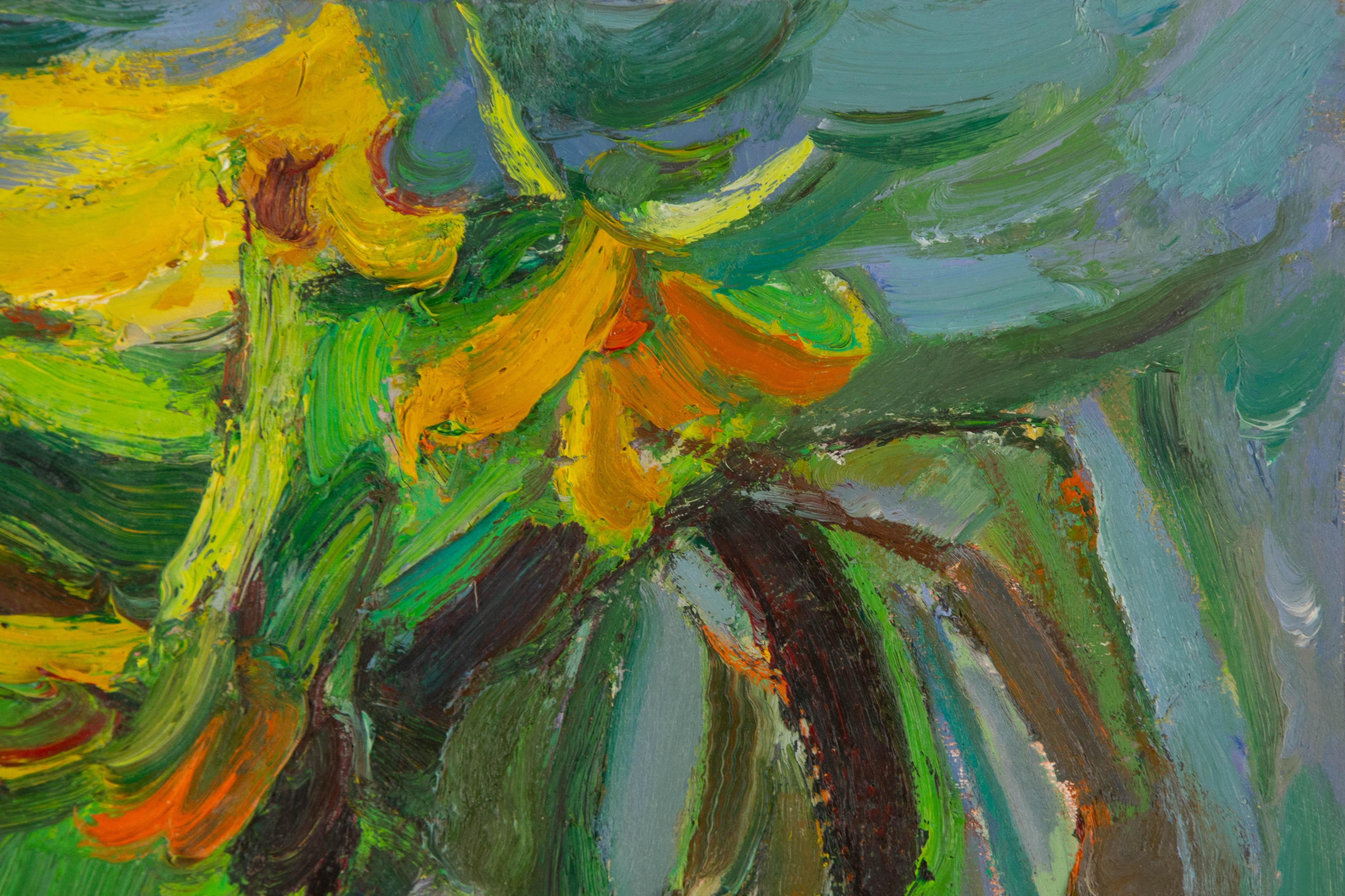 Ye Huang Floral Original Öl auf Leinwand 