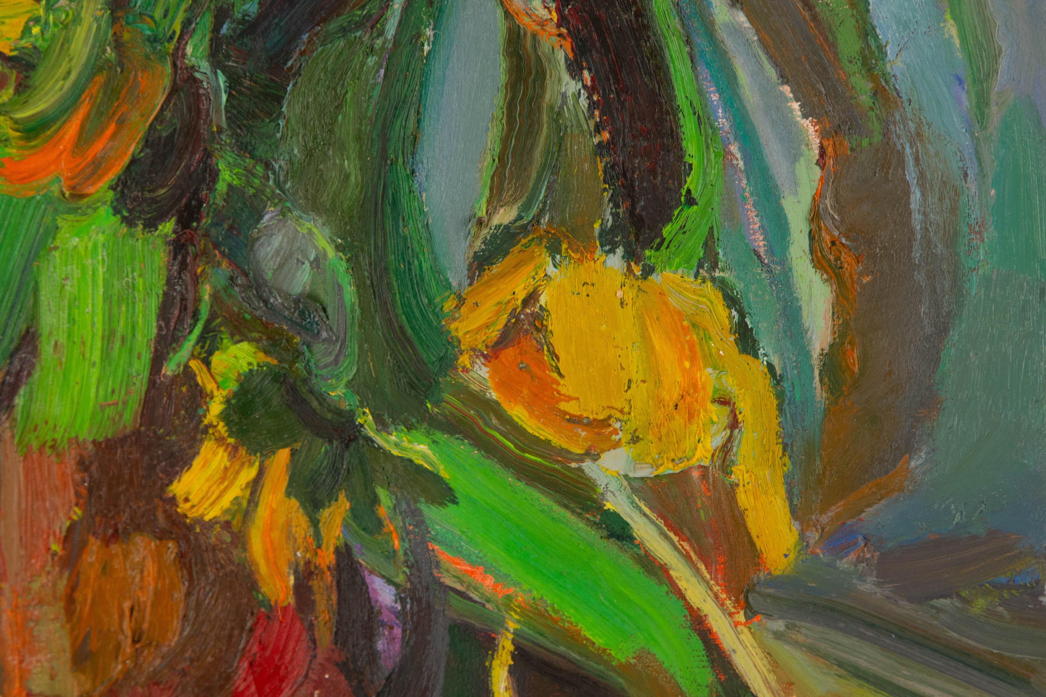 Ye Huang Floral Original Öl auf Leinwand 