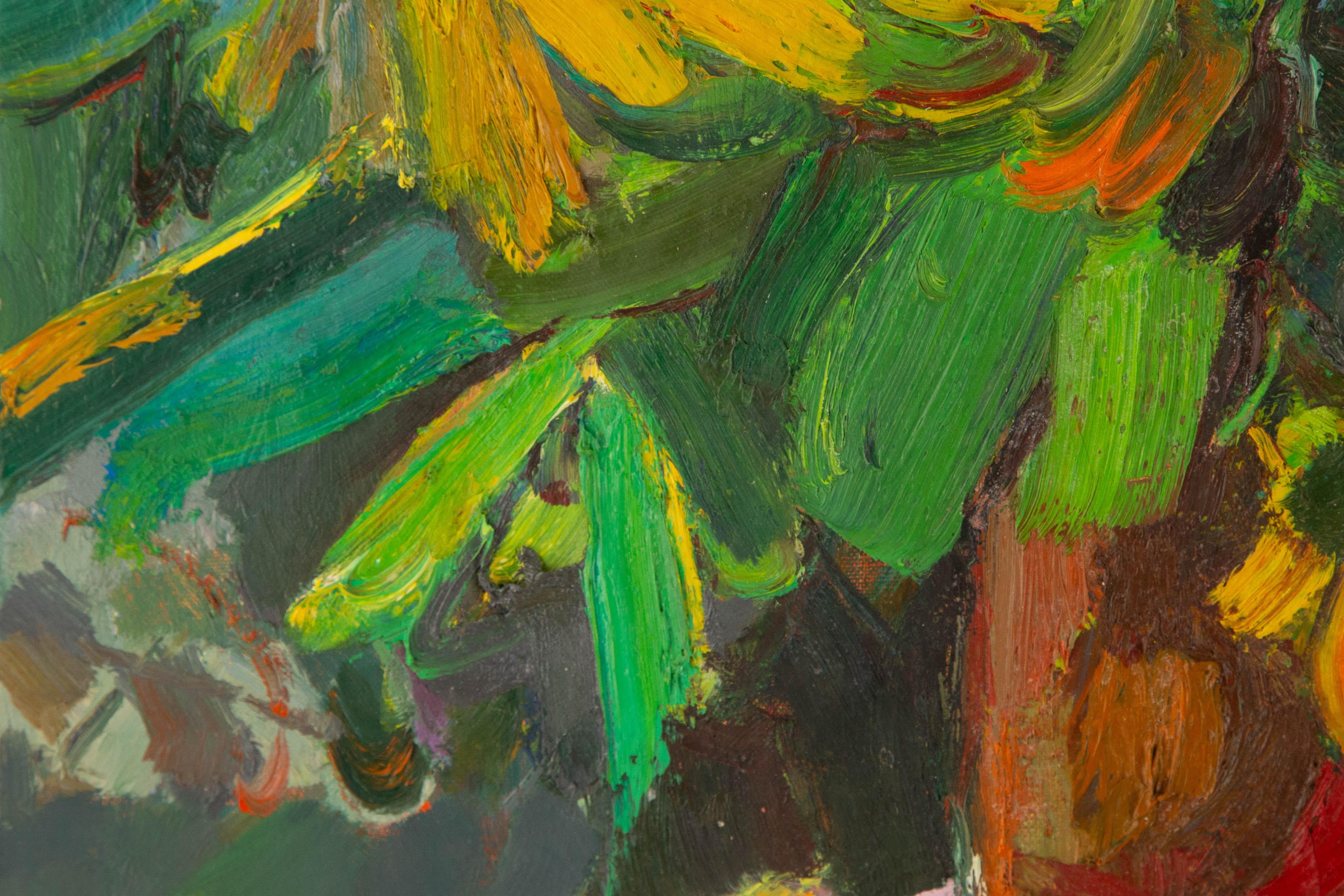 Ye Huang Floral Original Öl auf Leinwand 