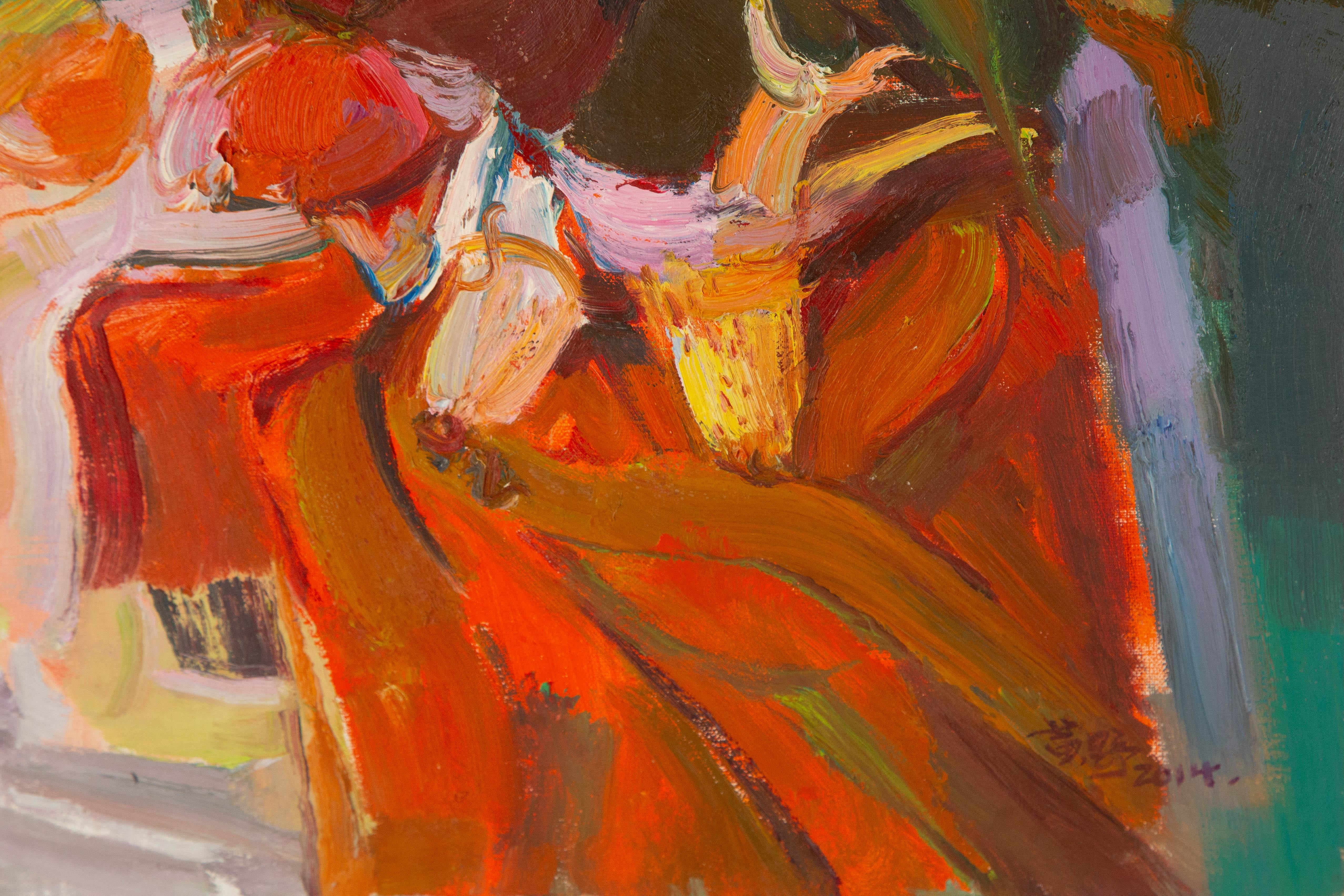 Ye Huang Floral Original Öl auf Leinwand 