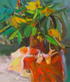 Ye Huang Floral Original Oil On Canvas "Early Autumn"