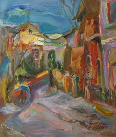 Ye Huang Landscape Original Oil On Canvas "A Corner of the Old City"
