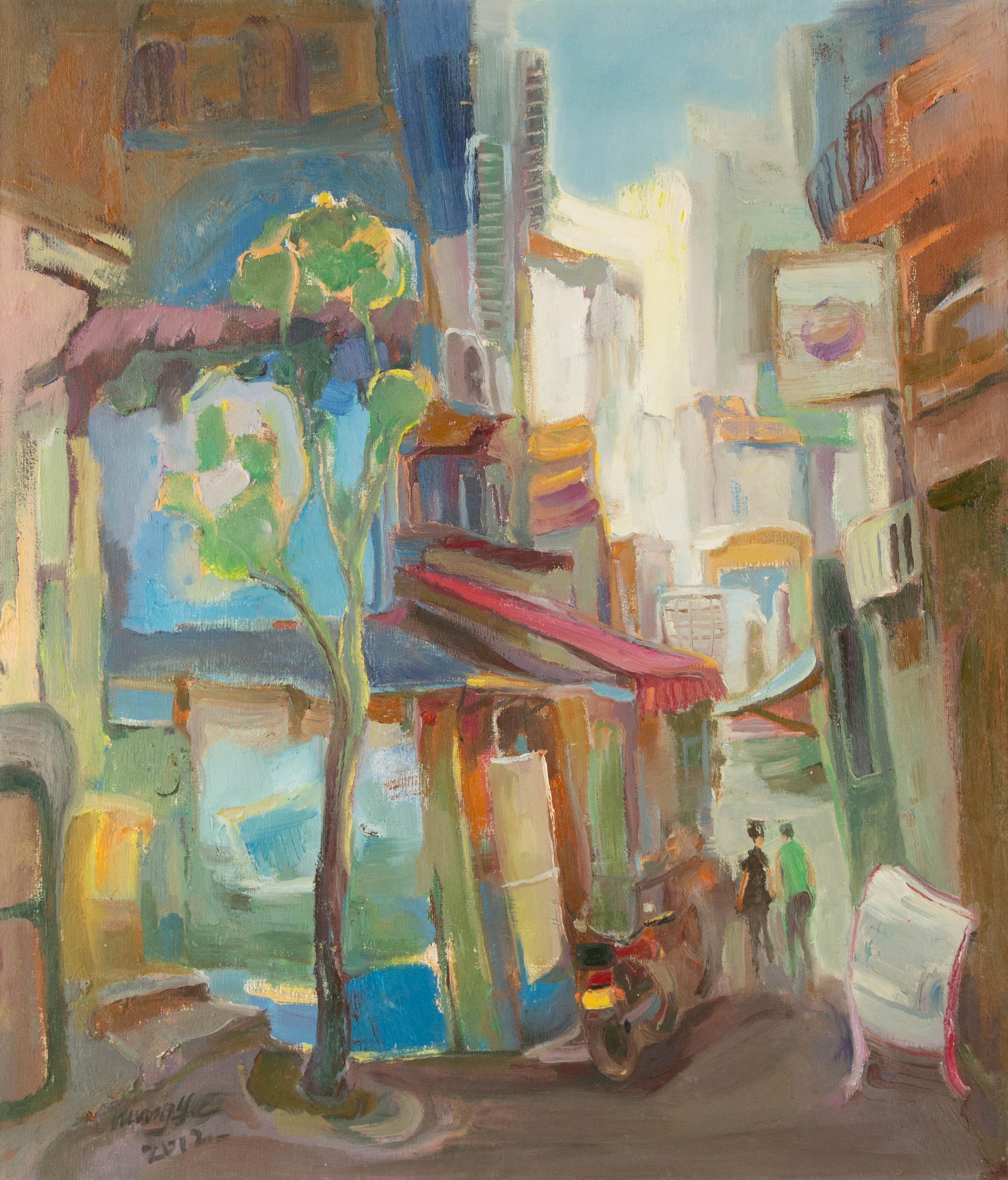 Ye Huang Landscape Original Oil On Canvas "Alley"