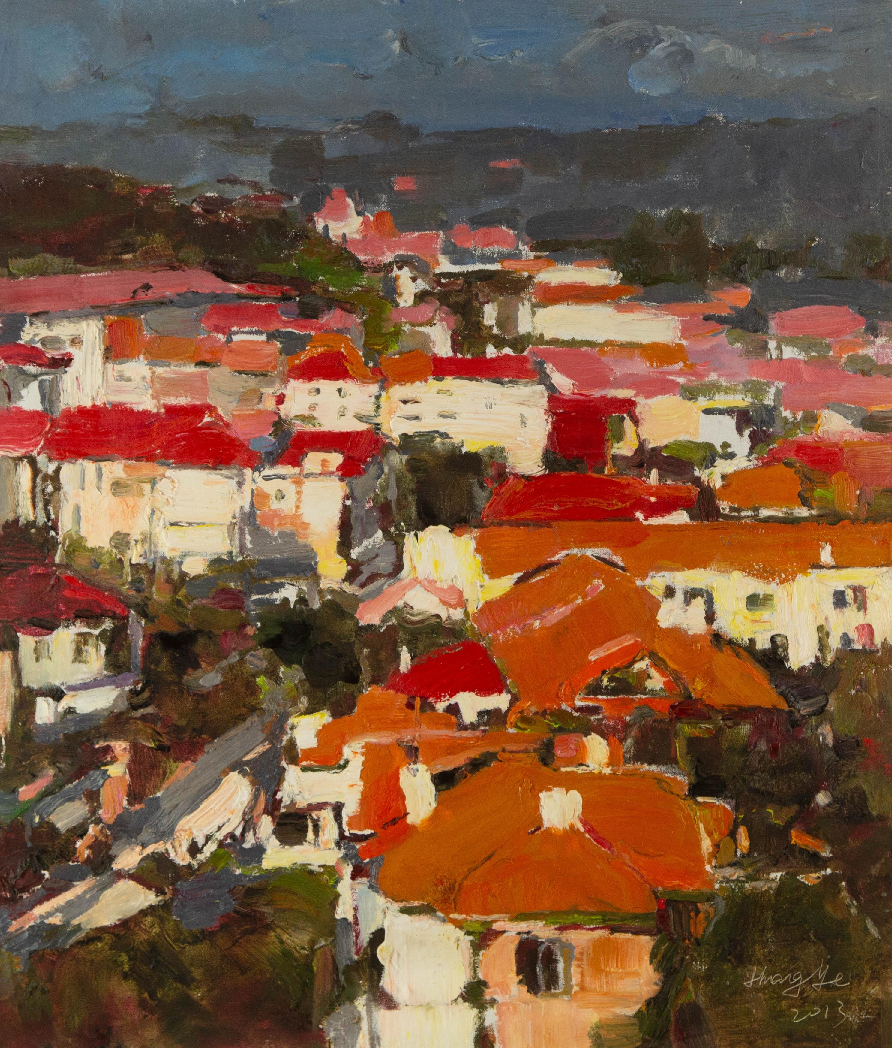 Ye Huang Landscape Original Oil On Canvas "Marina City"