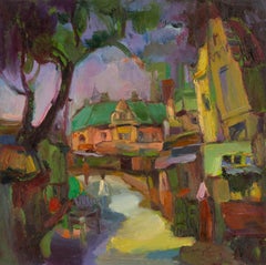 Ye Huang Landschaft, Original, Ölgemälde auf Leinwand, „Old Houses“