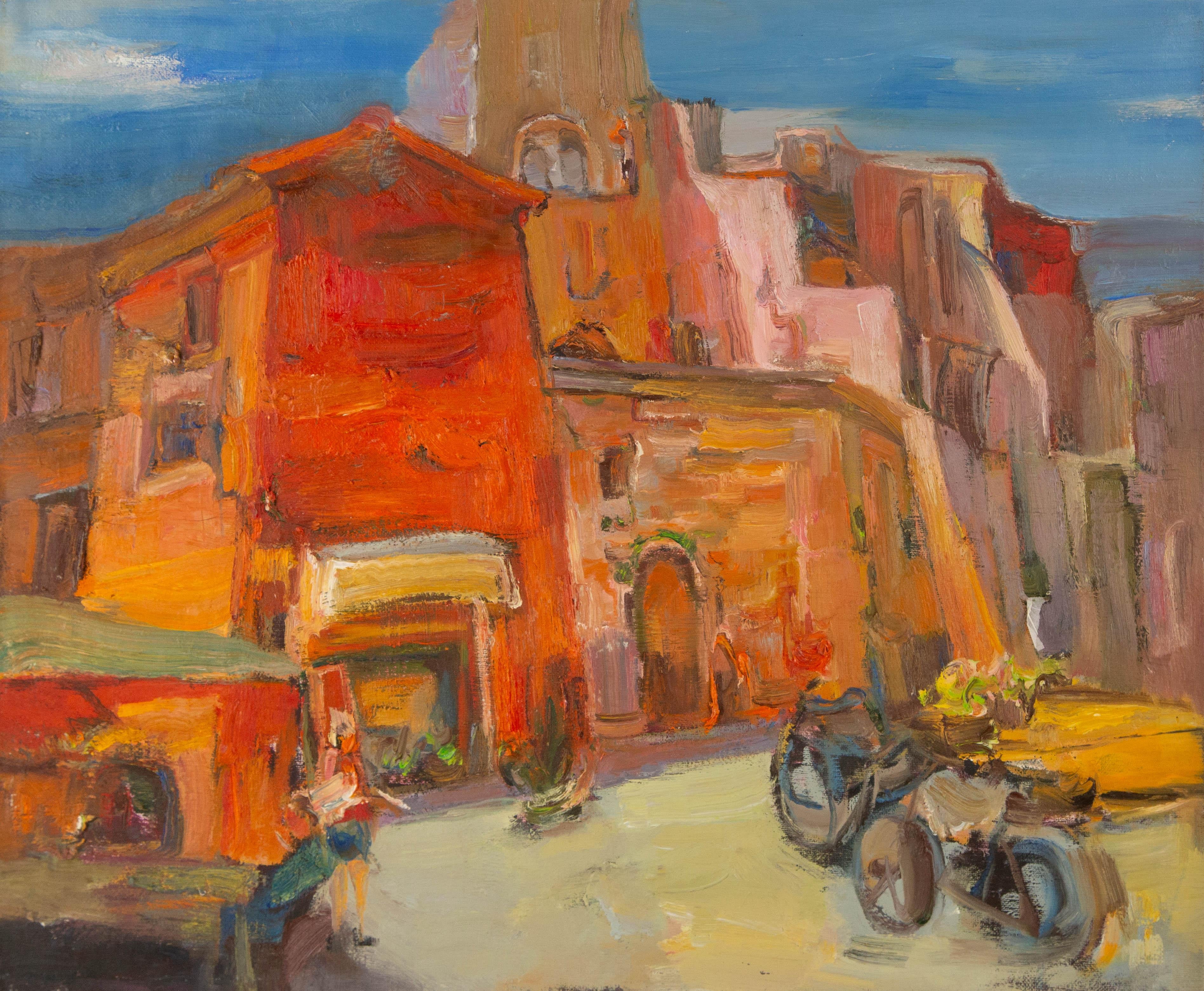Ye Huang Landscape Original Oil On Canvas "Street"