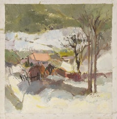 Ye Huang Landscape Original Oil On Canvas "Warm Winter Day IV" (Paysage original à l'huile sur toile)
