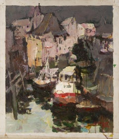 Ye Huang Landschaft Original Öl auf Leinwand "Wasser Townes"