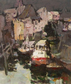 Ye Huang Landschaft Original Öl auf Leinwand "Wasser Townes"