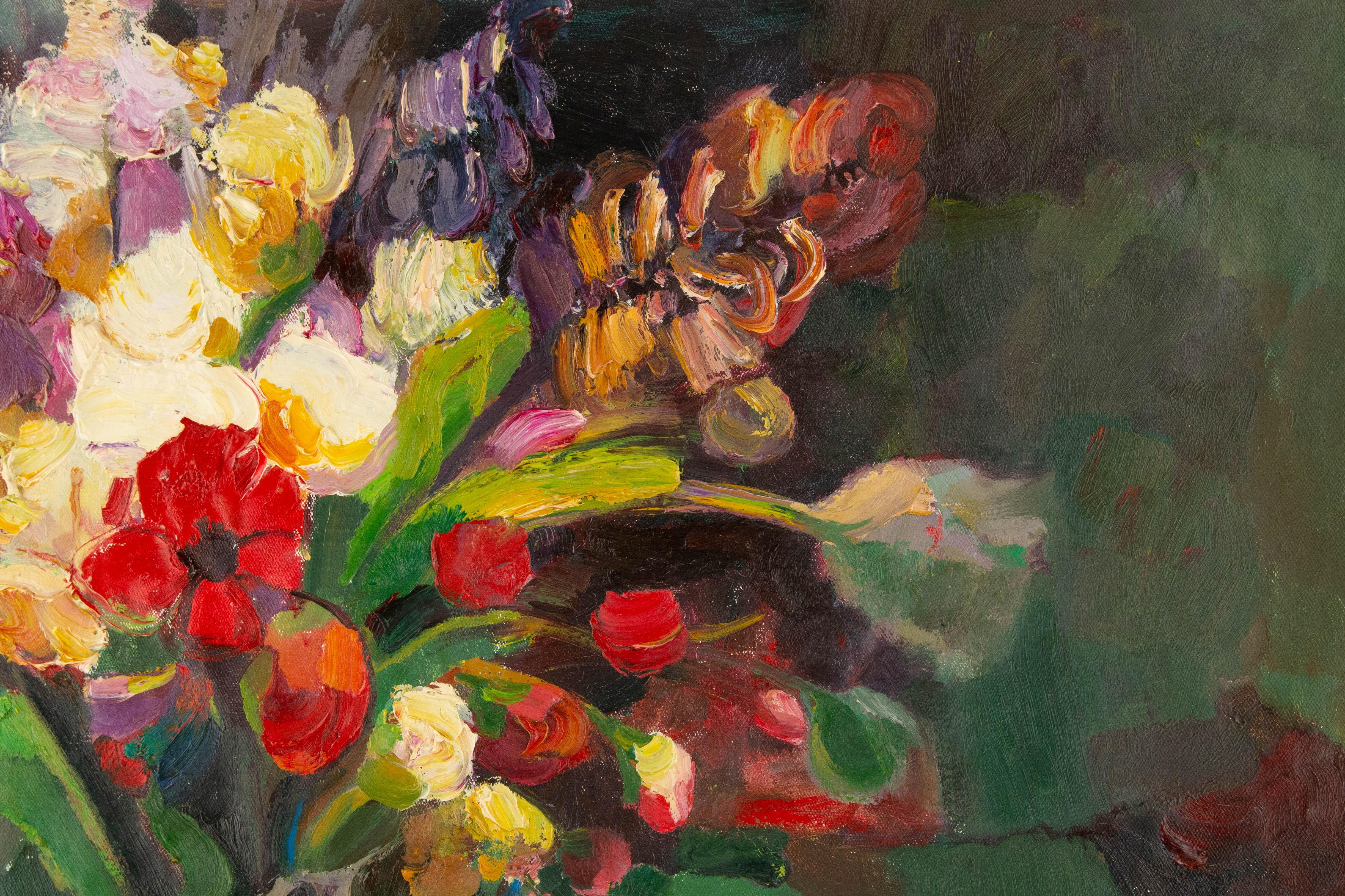 Ye Huang Stillleben Original Ölgemälde auf Leinwand „Wilde Blumen in meiner Vase“ im Angebot 3