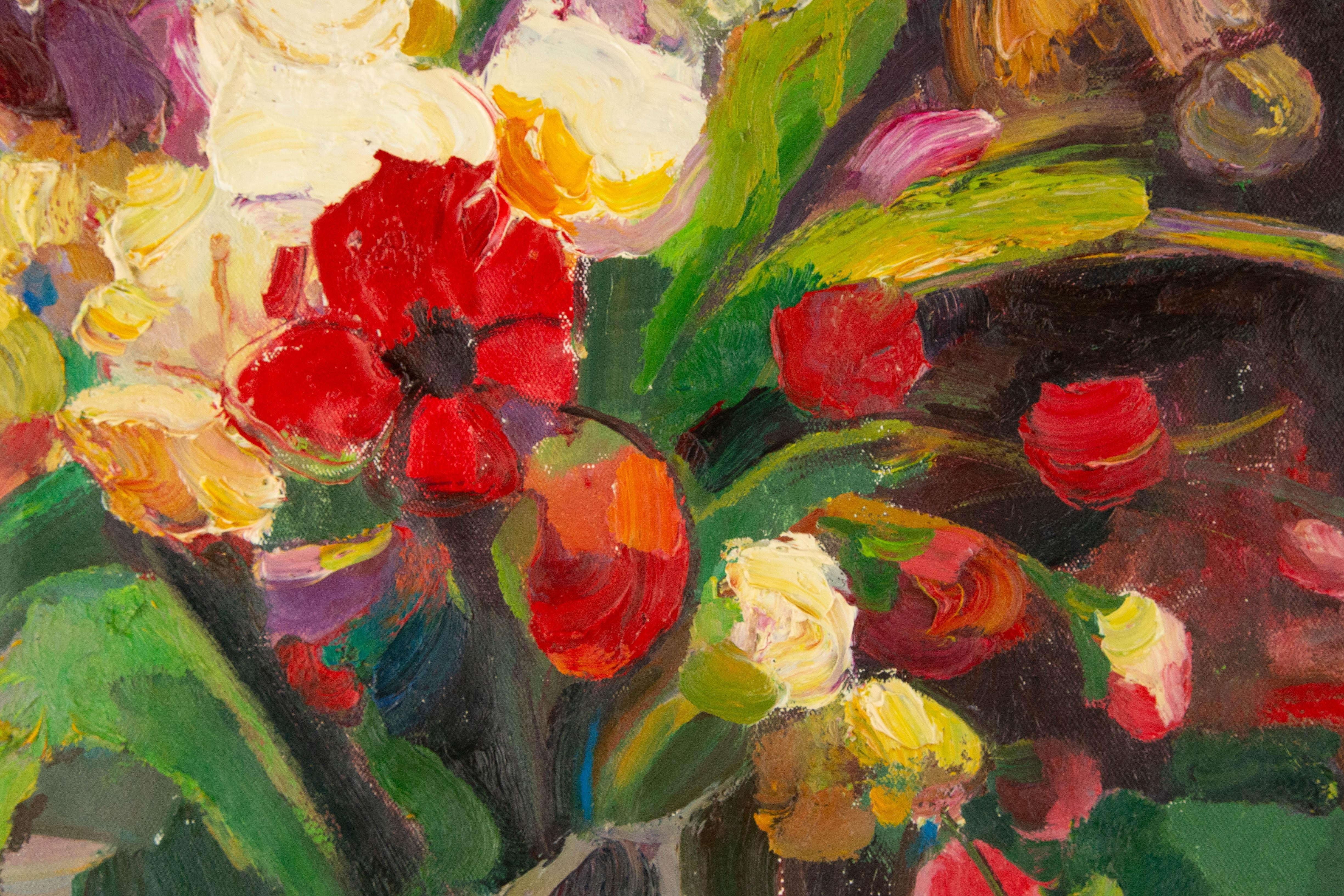 Ye Huang Stillleben Original Ölgemälde auf Leinwand „Wilde Blumen in meiner Vase“ im Angebot 5