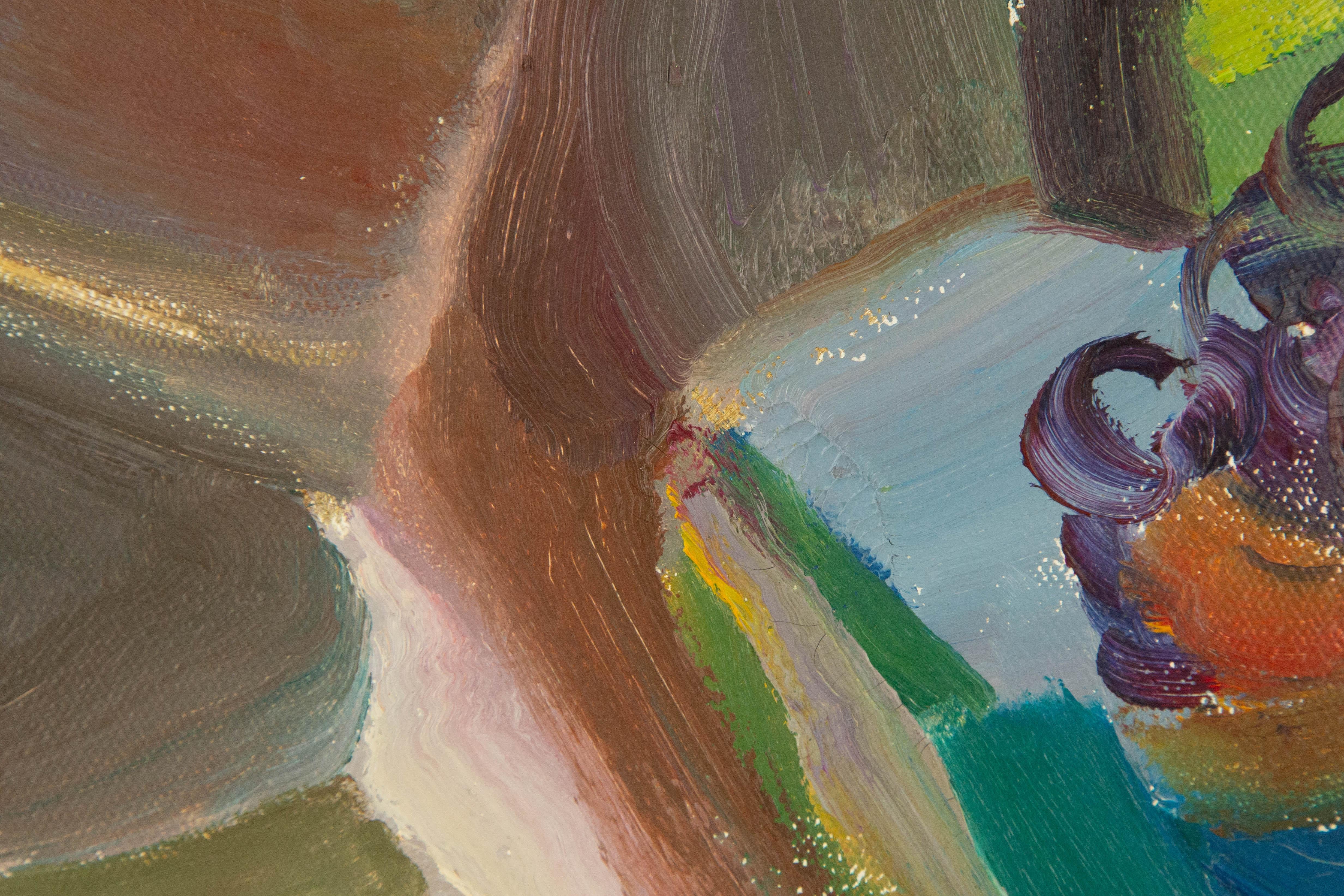 Ye Huang Stillleben Original Ölgemälde auf Leinwand „Wilde Blumen in meiner Vase“ im Angebot 6
