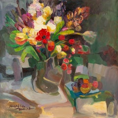 Ye Huang Bodegón Original Óleo Sobre Lienzo "Flores silvestres en mi jarrón"